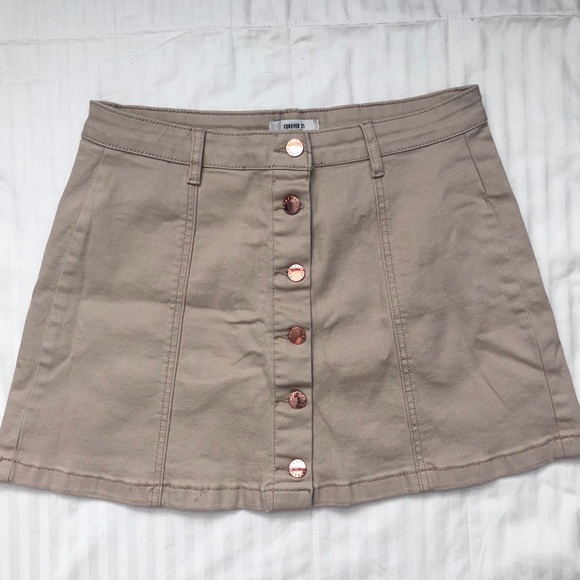 Forever 21 Light Dusty Pink/Tan Button Front Skirt - Picture 1 of 4